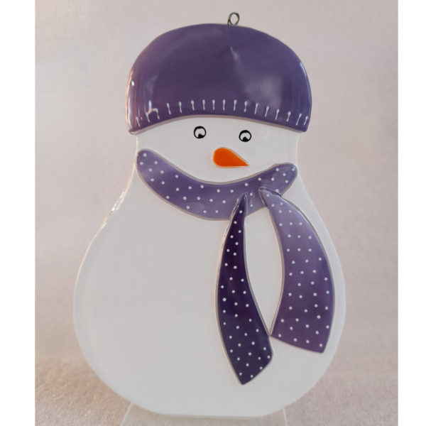 bonhomme neige verre suspendre violet