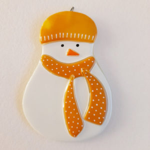 bonhomme neige verre suspendre orange