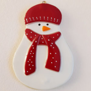 bonhomme neige verre suspendre rouge