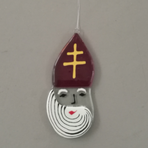 tete de saint nicolas en verre à suspendre dans le sapin