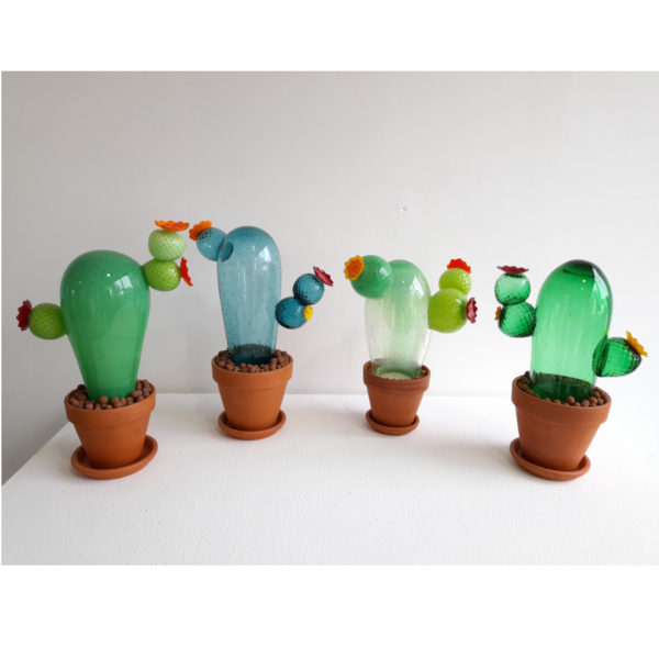 Cactus en verre soufflé à la canne