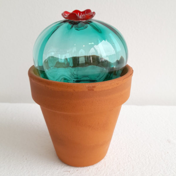 Cactus en verre soufflé à la canne