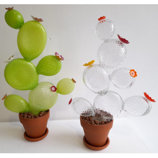 Cactus en verre soufflé à la canne
