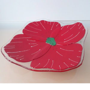 vide poche en verre rouge coquelicot grand modèle