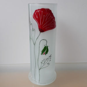 en verre motif rouge coquelicot fait main